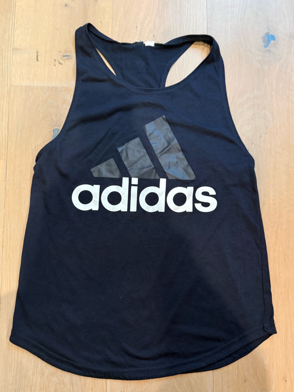 adidas Black Tank Top with White Vertical Logo
